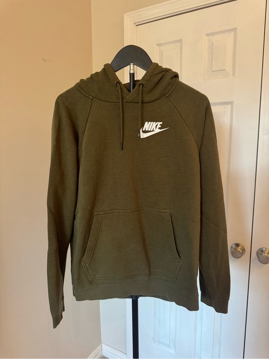 Nike Other - Nike Olive Green Pullover Hoodie with White Logo
